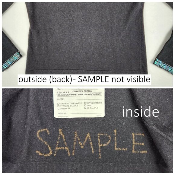 GAP Sequined Cardigan Angora Wool Cotton Blend Size S Black Blue - Picture 5 of 8